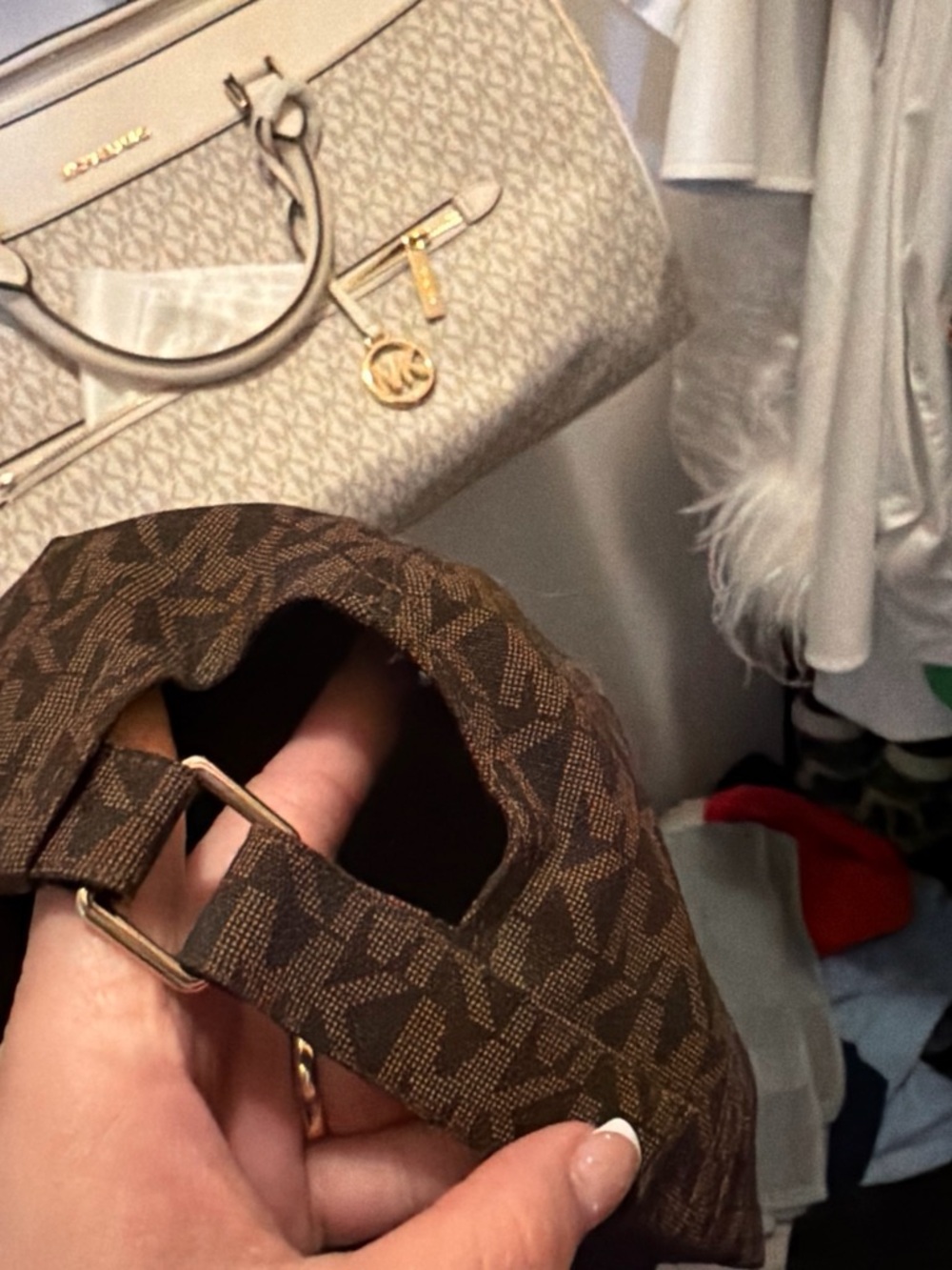 Michael Kors Brown MK Monogram Baseball Cap - Picture 4 of 5